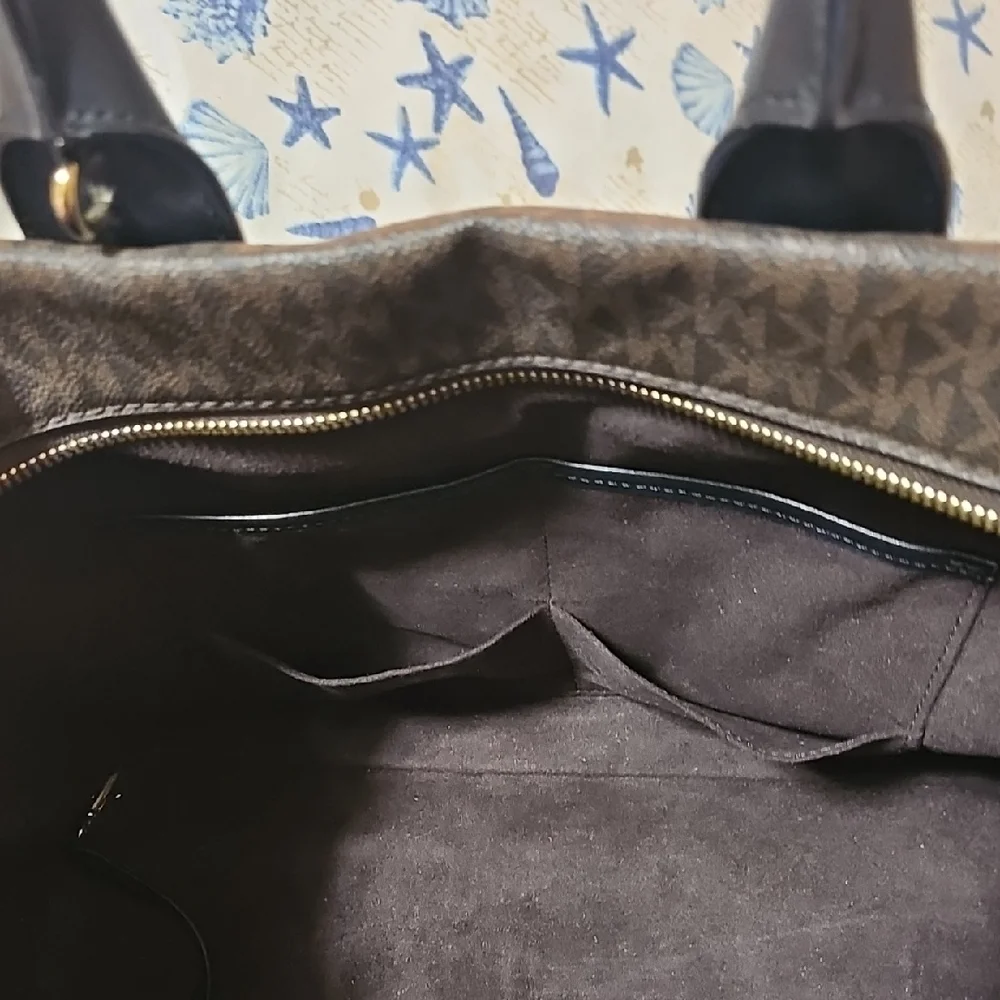 Michael Kors Black/Brown Logo Rollins LARGE Satchel - Picture 11 of 13